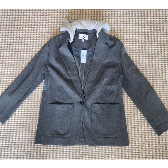 Lou & Grey Jackets & Blazers - Women's Lou & Grey Gray Hooded Blazer XSP NWT Minimalist Clean Girl Core